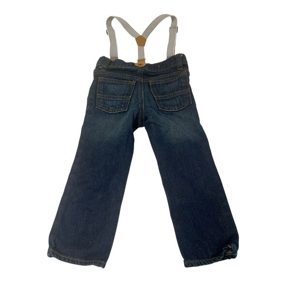 Carter’s 2T Toddler Jeans Suspenders Blue Denim Pants Unisex Kidswear Fall Fit - Picture 2 of 10